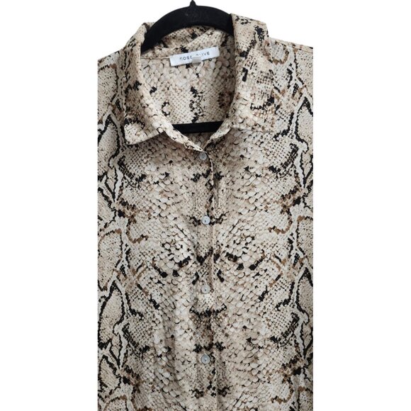ROSE + OLIVE SNAKESKIN PRINT BLOUSE SIZE XL - Picture 3 of 12